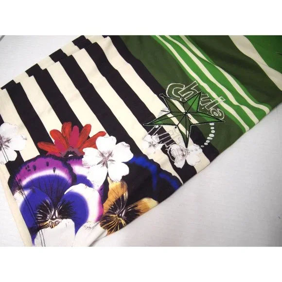 Desigual Womens Dress M Chula Knit Bodycon Striped Green Floral Sleeveless - Picture 5 of 6